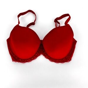 Wacoal Red Lace Underwire Bra 34DD US Padded Smooth Cups EU 75E